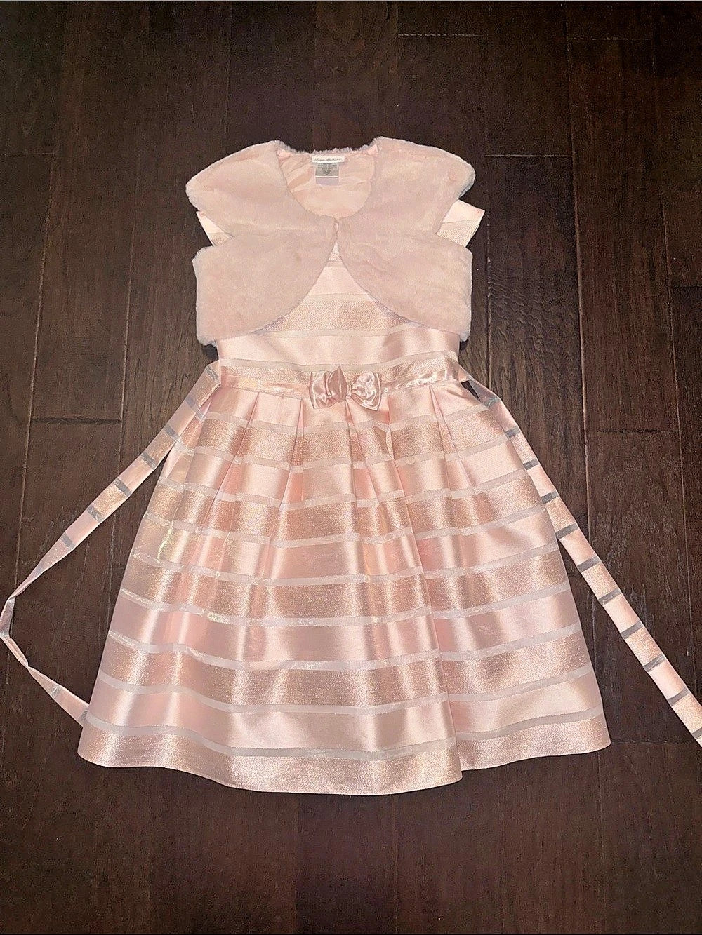 Ionna Michelle Girls Striped Formal Dress Pink Size 10